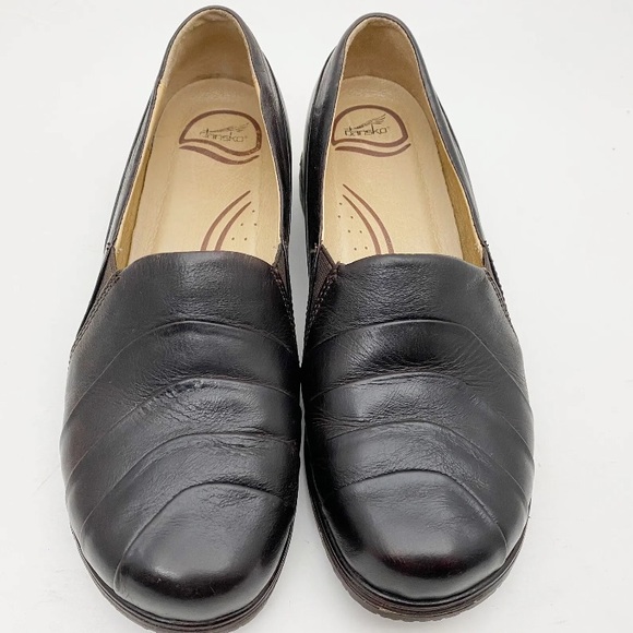 DANSKO Shoes PIA Loafers Leather Dark Brown Slip On Wedge Heel Size 38 - Picture 8 of 12